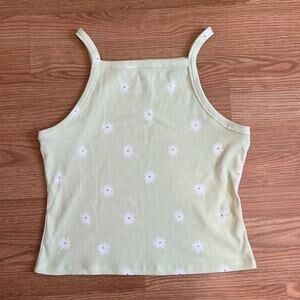 Kohl’s SO Pale Lime and Floral Square High Neck Tank